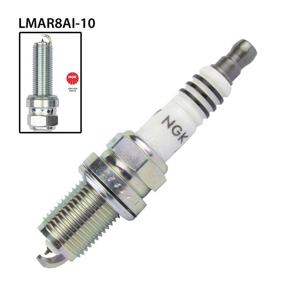 NGK single spark plug LMAR8AI-10 with ceramic insulator and metal shell, designed for engine ignition systems.