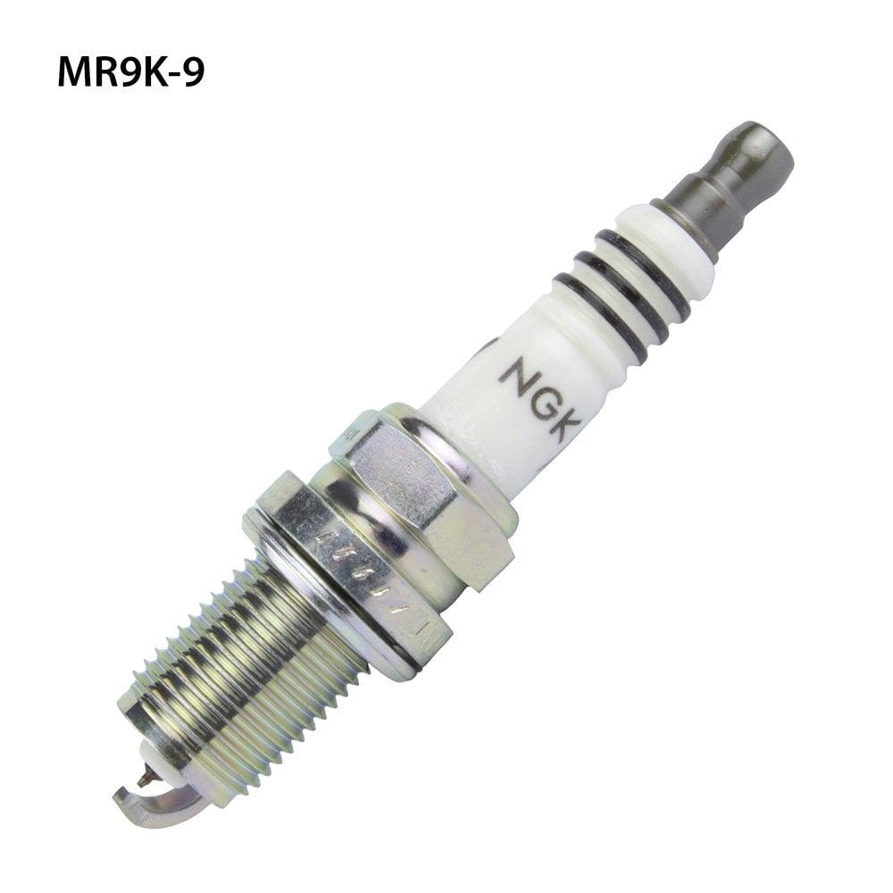 NGK single spark plug MR9K-9 for automotive engines, showing the metal shell and ceramic insulator.
