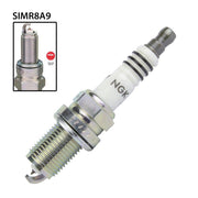 NGK single spark plug SIMR8A9 NGK91064 with metal shell and ceramic insulator, designed for automotive engine ignition.