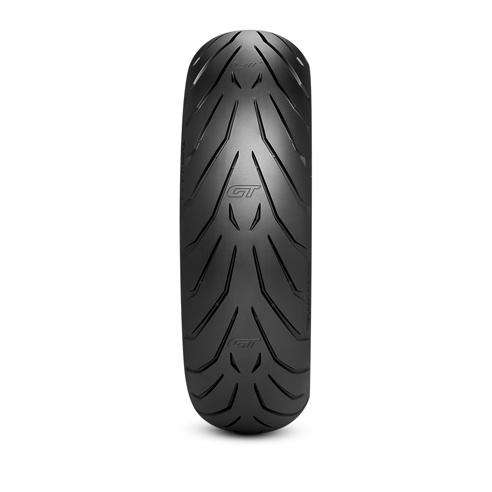 Pirelli Angel GT front motorcycle tire 120/70ZR17M/CTL (58W) with tread pattern for enhanced grip and stability.