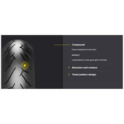 Pirelli Diablo Rosso II front motorcycle tyre, 120/70ZR17M/CTL (58W)(K), showing tread pattern and sidewall details.
