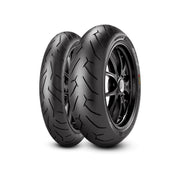 Pirelli Diablo Rosso II front motorcycle tyre 120/70ZR17M/CTL (58W) with tread pattern visible, designed for high performance riding.