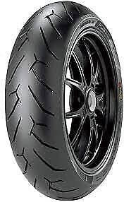Pirelli Diablo Rosso II rear motorcycle tire 190/55ZR17M/CTL (75W) with tread pattern and sidewall branding visible.