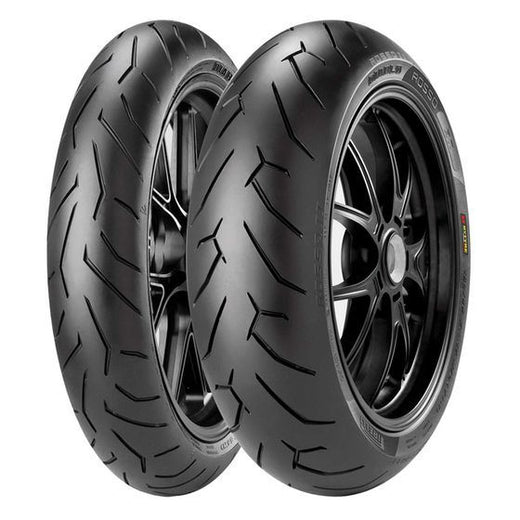 Pirelli Diablo Rosso II motorcycle rear tire, 200/50ZR17M/CTL (75W), with tread pattern visible on the rubber surface.