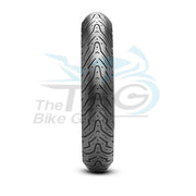 Pirelli 80/100-10TL 46J Angel scooter front or rear tyre with black tread and sidewalls, suitable for scooter riding.