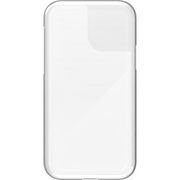 Quad Lock Poncho protecting an iPhone 11 Pro, weather-resistant rain cover with clear front for touchscreen access.