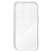 Quad Lock Poncho protecting an iPhone 16 Pro 6-inch in clear waterproof cover, designed for outdoor use and durability.