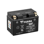 Yuasa YT12A-BS 12V VRLA maintenance-free lead-acid battery with compact design and durable casing.