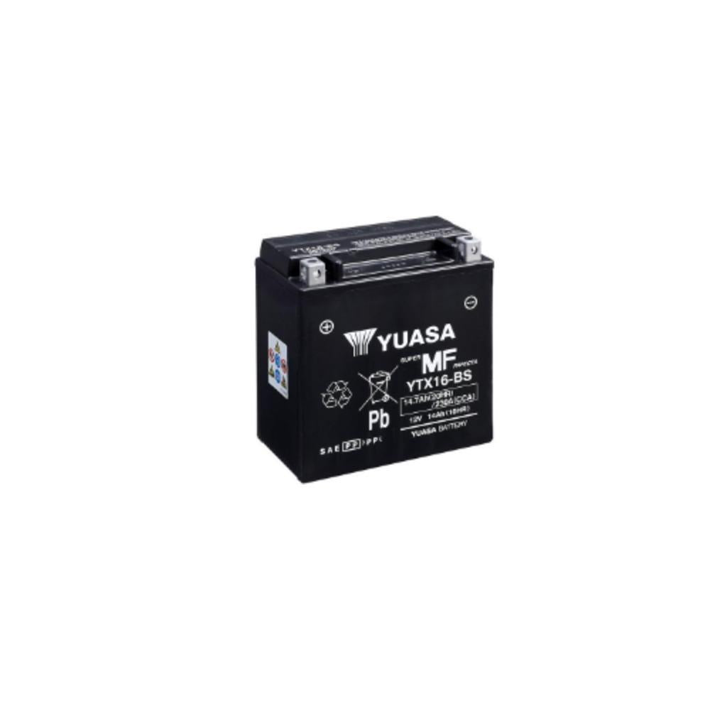 Yuasa YTX16-BS (WC) 12V VRLA motorcycle battery with maintenance-free design and durable lead-acid construction.