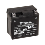 Yuasa YTX5L-BS (WC) 12V VRLA motorcycle battery with maintenance-free design and compact size.